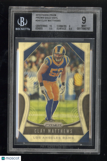 2019 Panini Prizm Clay Matthews #245 Gold Vinyl Prizm /5 BGS 9