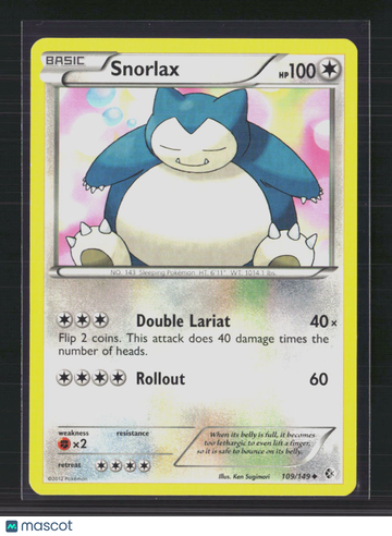 2012 Boundaries Crossed Snorlax Uncommon #109/149
