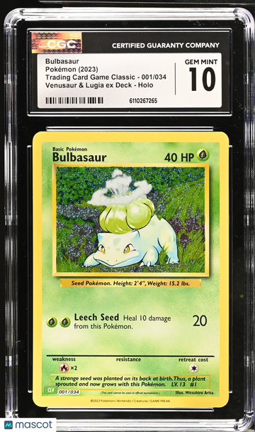 2023 Pokemon Trading Card Game Classic Bulbasaur Holo 001/034 CGC 10 #001/034