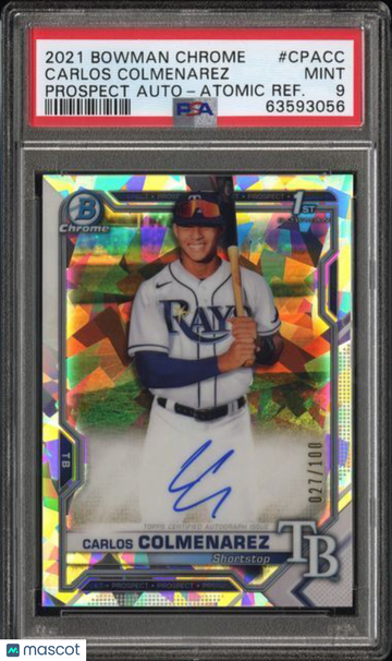2021 Bowman Chrome Prospect Autographs Carlos Colmenarez #CPACC Atomic Refractor PSA 9