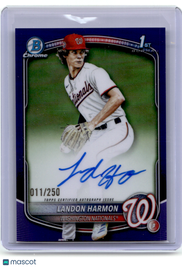 Landon Harmon 2025 Topps Bowman Chrome Purple Refractor 011/250 Topps #CPA-LH