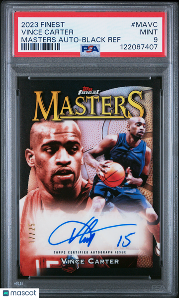 2024 Topps Finest Masters Autographs Vince Carter #MAVC Black Ref /25 PSA 9 Topps