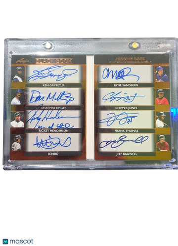 2023 Leaf History Book Black Book Rickey Henderson Ken Griffey Jr. Jeff Bagwell Ryne Sandberg Ichiro Frank Thomas Don Ma