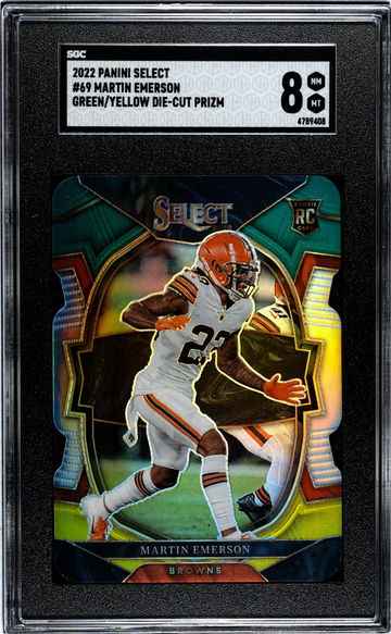 2022 Panini Select Green/Yellow Prizm Martin Emerson #69 RC SGC 8