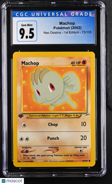 2002 Pokemon Neo Destiny Machop Regular Rare First Edition 1st Edition CGC 10 #73/105