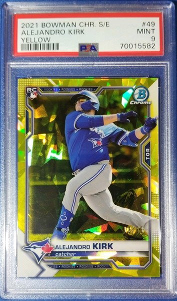 2021 Bowman Chrome Alejandro Kirk Yellow Sapphire /50 #49 PSA 9 Blue Jays