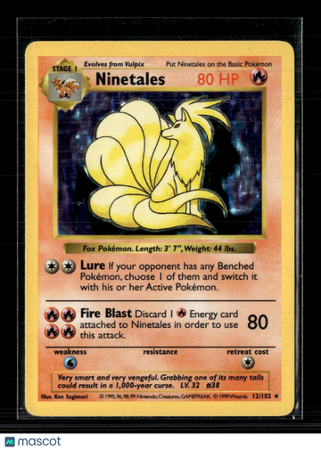1999 Base Set Ninetales Holo Rare #12/102