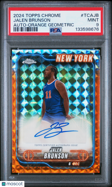 2024 Topps Chrome Autographs Jalen Brunson #TCA-JB Orange Geometric /25 PSA 9