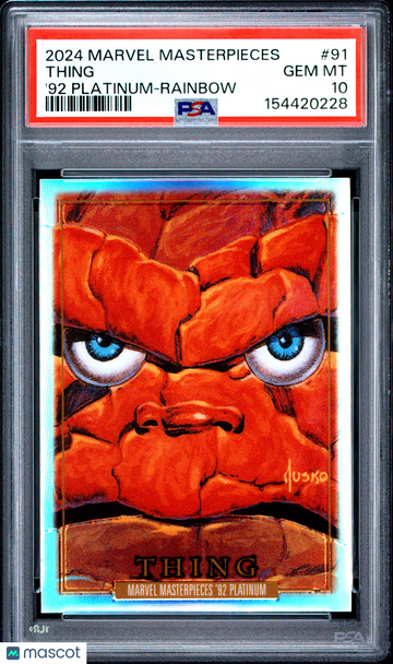 2024 Upper Deck Marvel Masterpieces '92 Platinum Rainbow Thing #91 PSA 10 Trading Card
