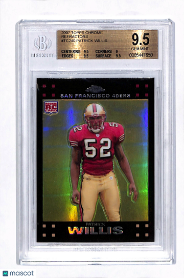 2007 Topps Chrome Refractors Patrick Willis #TC240 BGS 9.5