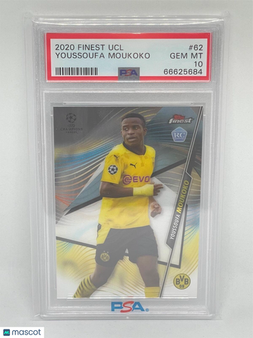 2020 Topps Finest UEFA Champions League Youssoufa Moukoko #62 PSA 10