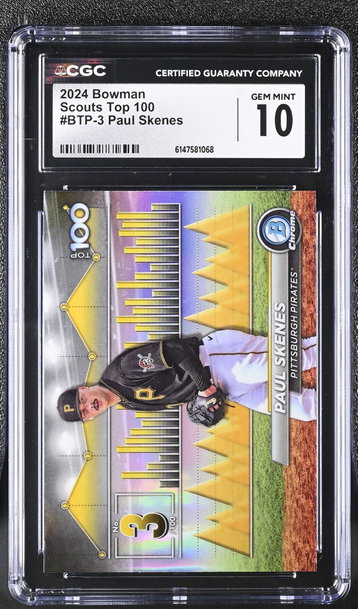 2024 Bowman #BTP-3 Paul Skenes Scouts Top 100 /100 CGC 10