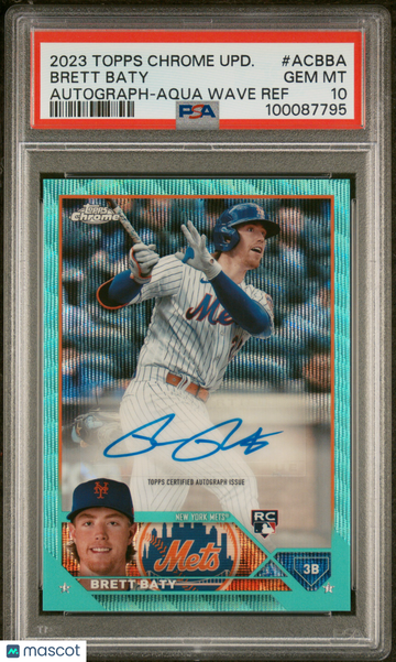 2023 Topps Chrome Update Autograph Brett Baty #ACBBA Aqua Wave Ref PSA 10