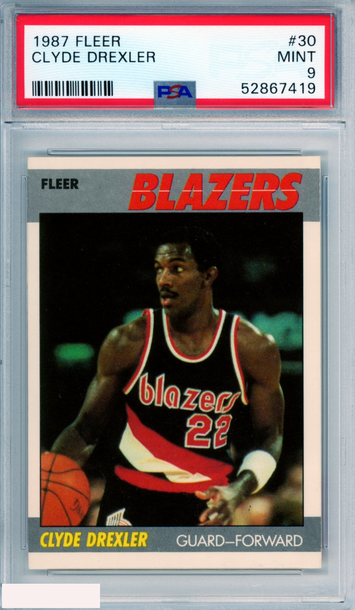1987 FLEER CLYDE DREXLER #30 HOF PORTLAND TRAIL BLAZERS PSA 9 MINT