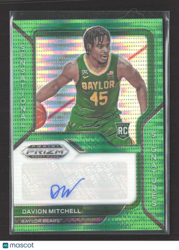 2021 Panini Prizm Draft Picks Sensational Signatures Davion Mitchell #SS-DMI Green /25 RC
