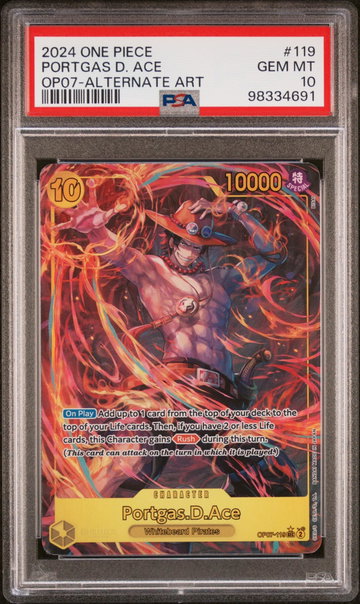 2024 One Piece 500 Years In the Future Alternate Art Portgas D. Ace #119 PSA 10
