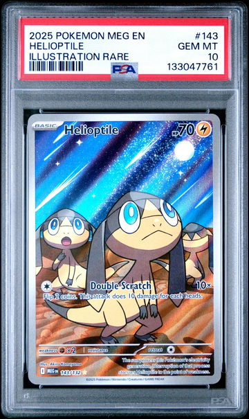 2025 Pokemon Mega Evolution Illustration Rare Helioptile #143 PSA 10