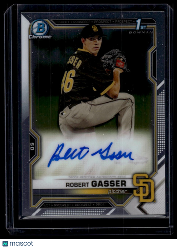 2021 Bowman Draft Robert Gasser #CDA-RG Chrome Draft Pick Autographs AU