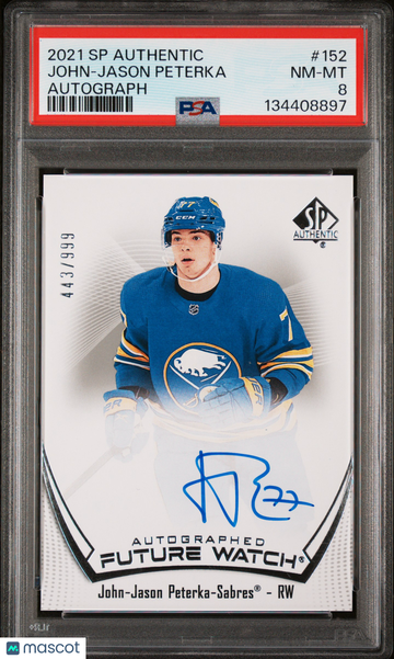 2021-22 SP Authentic John-Jason Peterka #152 Future Watch Autograph /999 Rookie PSA 8