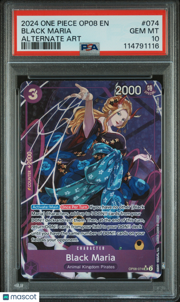 2024 One Piece Op08-Two Legends Black Maria Alternate Art PSA 10 #074