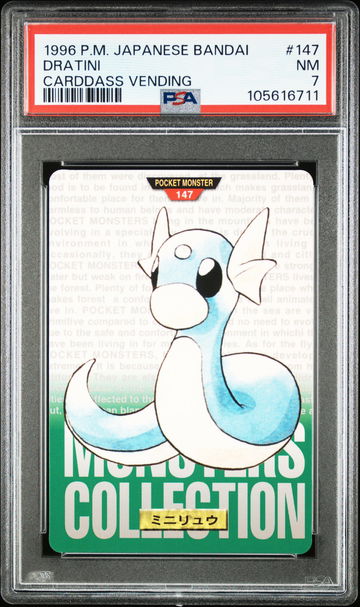 1996 Pokemon Japanese Bandai Carddass Vending Dratini #147 PSA 7