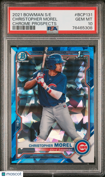 2021 Bowman Sapphire Edition Christopher Morel #BCP131 Chrome Prospects 1st Bowman PSA 10