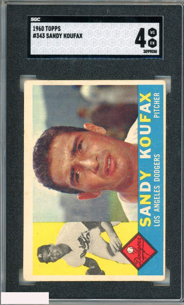 1960 TOPPS SANDY KOUFAX #343 LOS ANGELES DODGERS HOF SGC 4 VG-EX