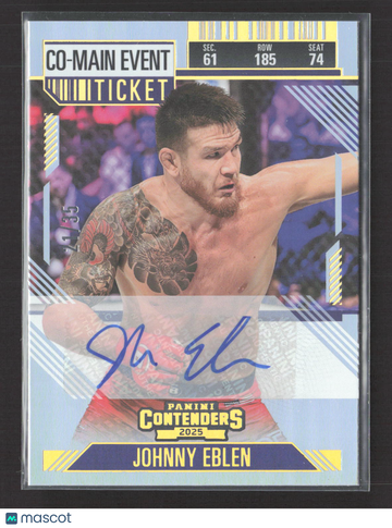 2025 Panini Contenders PFL Johnny Eblen #57 Co-Main Event Ticket