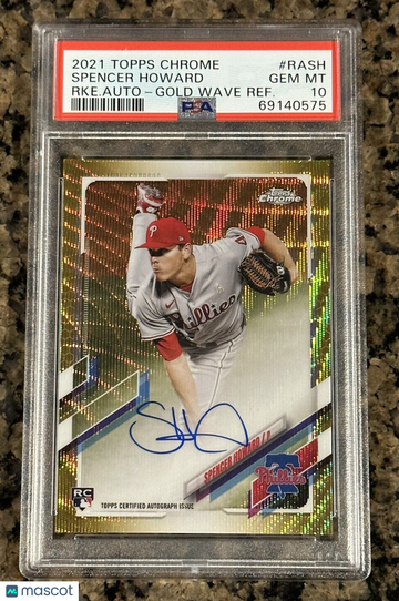 Spencer Howard 2021 Topps Chrome Gold Wave Rookie Auto #/50 Yanks PSA 10 Gem