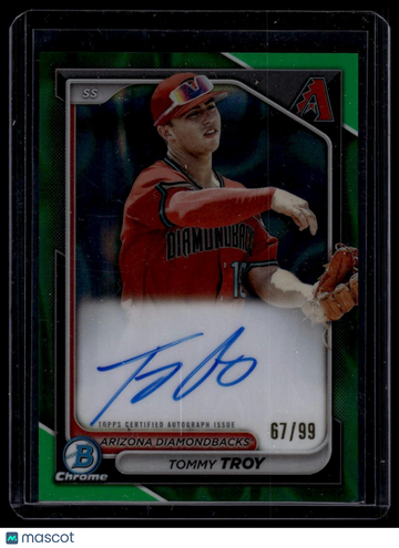 2024 Bowman Tommy Troy #CPA-TT Chrome Prospect Autographs HTA Green Lava Refractors SN AU