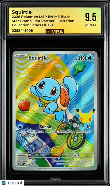 2026 Pokemon MEP EN-ME Black Star Promo Squirtle #039 First Partner Illustration Collection Series 1 MBA 9.5