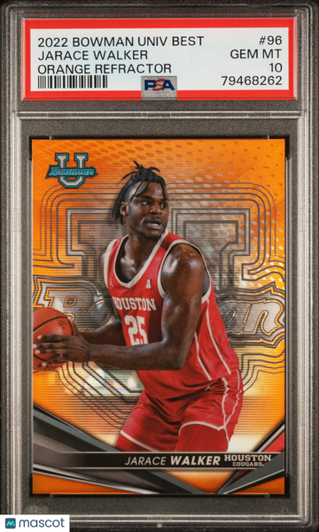 2022 Bowman University Best Jarace Walker #96 Orange Refractor PSA 10