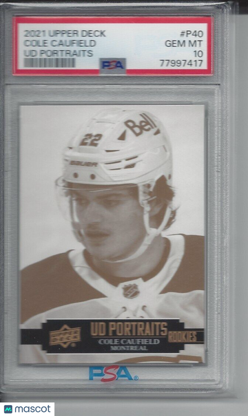 2021-2022 Upper Deck UD Portraits Cole Caufield #P40 PSA 10