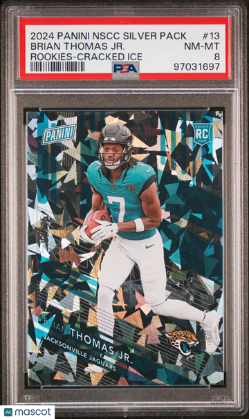 2024 Panini National Sports Collectors Convention Rookies Brian Thomas JR. Cracked Ice 02/25 #13 PSA 8 Jacksonville Jagu