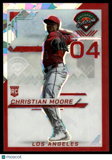 2025 Panini Prospect Edition Christian Moore #4 Holo Prospect Ticket - Red Ice