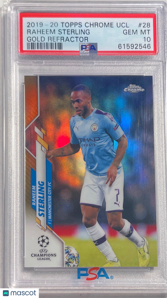 2019 Topps Chrome UEFA Champions League Raheem Sterling #28 Gold Refractor PSA 10