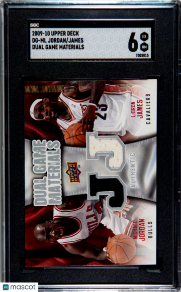 2009 Upper Deck James Jordan #DG-ML Dual Game Mat. SGC 6