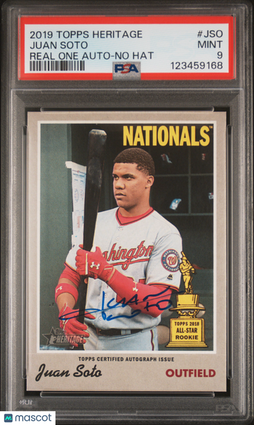 2019 Topps Heritage Real One Autographs Juan Soto #JSO No Hat PSA 9