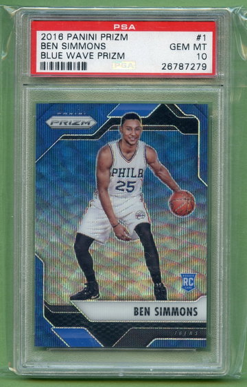 BEN SIMMONS 2016 PANINI PRIZM BLUE WAVE Rookie Refractor /99 #1 PSA 10 