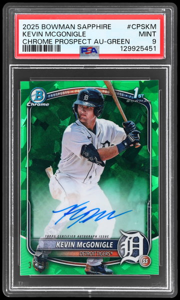 2025 Bowman Chrome Sapphire Kevin Mcgonigle Prospect Autograph Green PSA 9