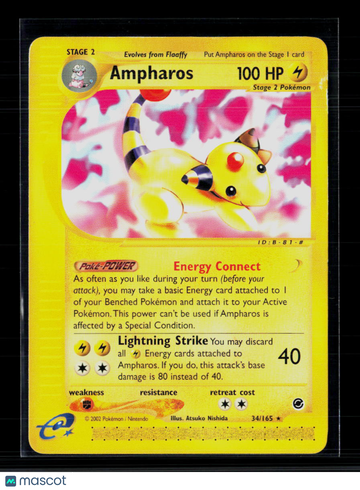 2002 Expedition Base Set Ampharos Holo Rare #34/165