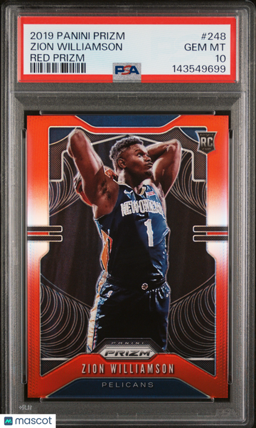 2019 Panini Prizm Zion Williamson #248 Red /299 Rookie RC PSA 10