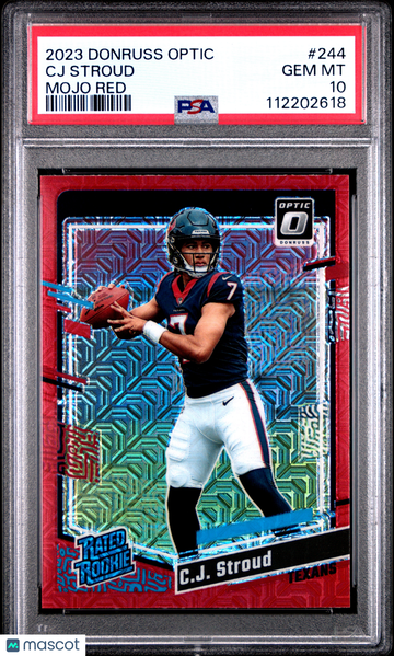 2023 Panini Donruss Optic CJ Stroud #244 Mojo Red Low Pop Short Print Rookie PSA 10