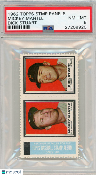 1962 Topps Stamp Panels Mickey Mantle Dick Stuart PSA 8