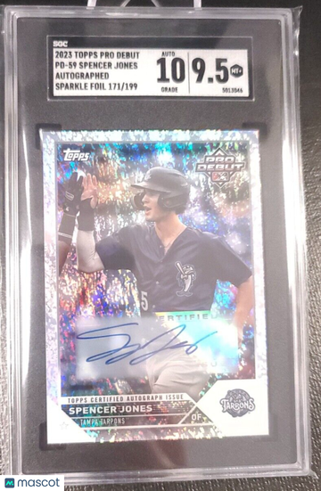2023 23 Topps Pro Debut Spencer Jones #PD 59 Sparkle Foil Insert SGC 9.5 Auto 10