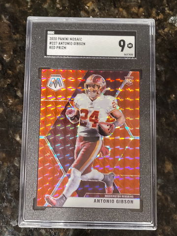 Antonio Gibson 2020 Panini Mosaic Red Mosaic Prizm Rookie #227 SGC 9
