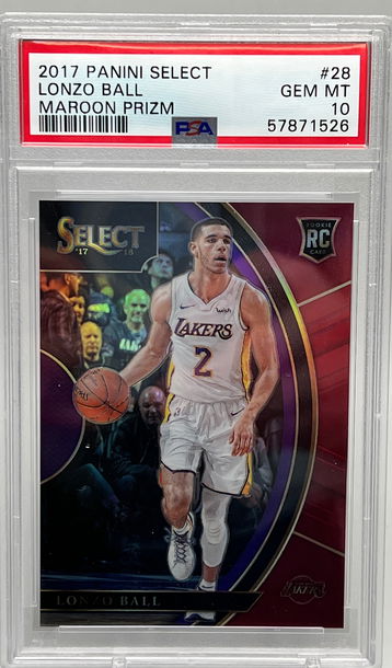 LONZO BALL 2017 Select Concourse Maroon Prizm /199 RC Rookie PSA 10