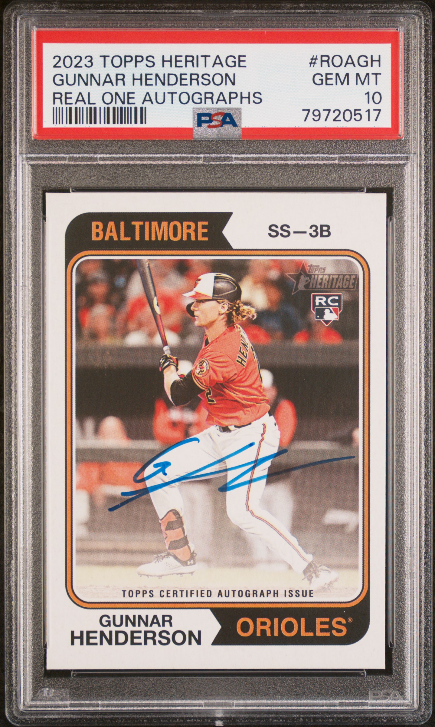 2023 Topps Heritage Real One Autographs #ROAGH Gunnar Henderson PSA 10