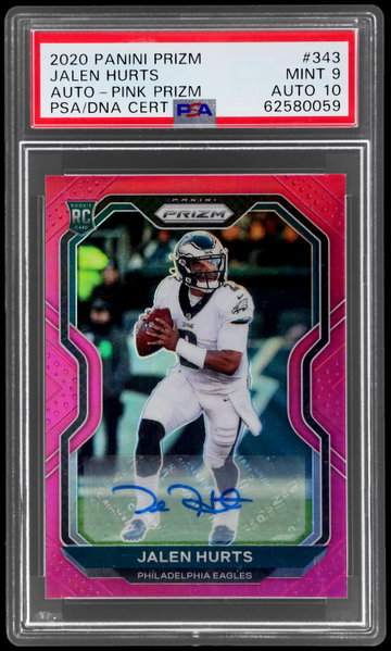 2020 Panini Prizm Jalen Hurts Rookie Autograph Pink Prizm PSA 9 RC AUTO