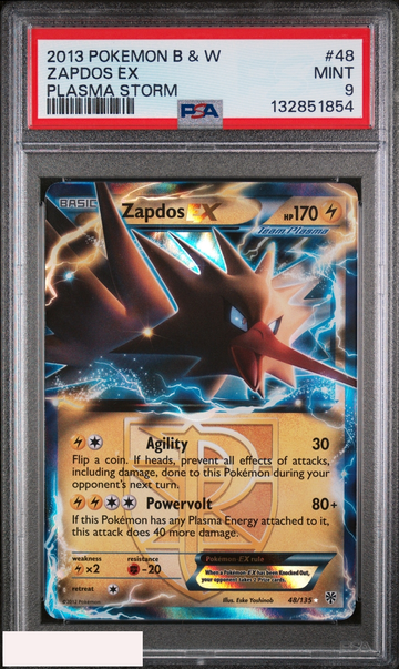 2013 POKEMON BLACK AND WHITE PLASMA STORM ZAPDOS EX #48 PSA 9 MINT